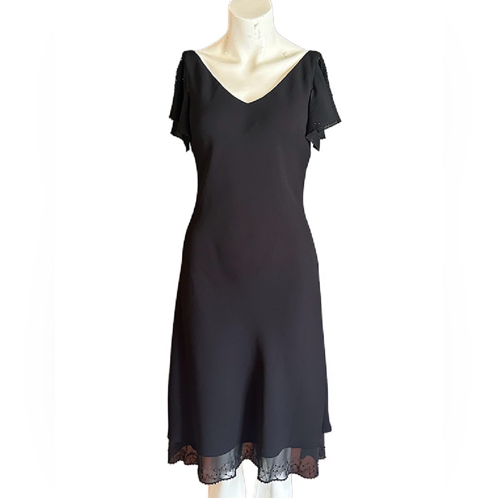 Vintage Jessica Black Midi Dress with Beaded trim